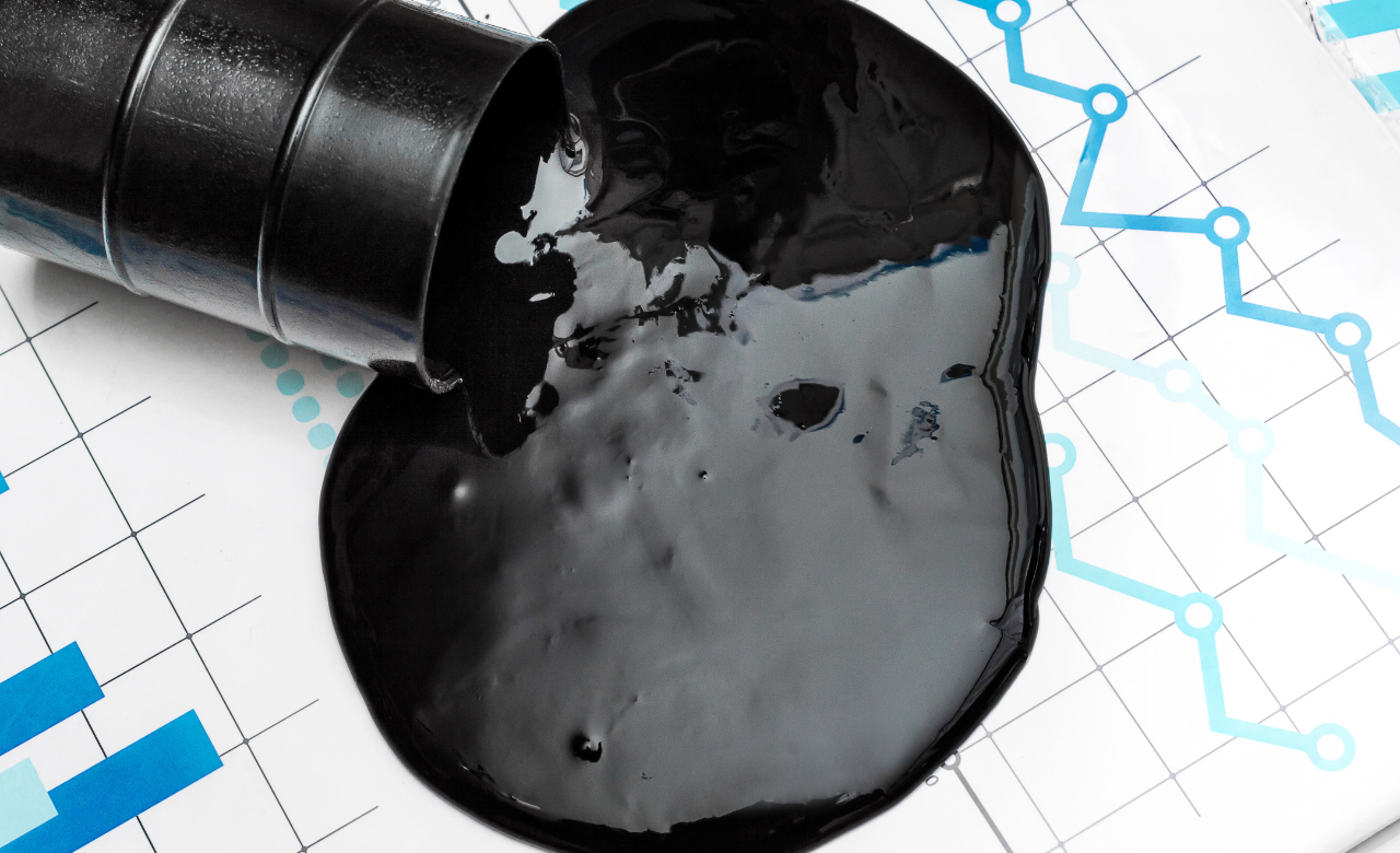 Bitumen pollution affecting soil and water.